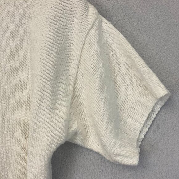 Vintage Bay Point Threads Womens Short Sleeve Sweater Small S White Embroidered - Picture 12 of 12